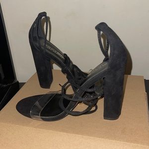 Fashionova black lace up heels